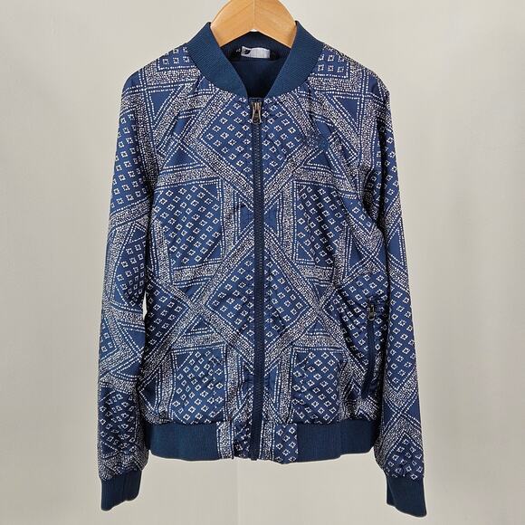 The North Face Blue Print Zip-Up Lightweight Bomber Jacket Kid's Medium 10 - 12 - Picture 1 of 16